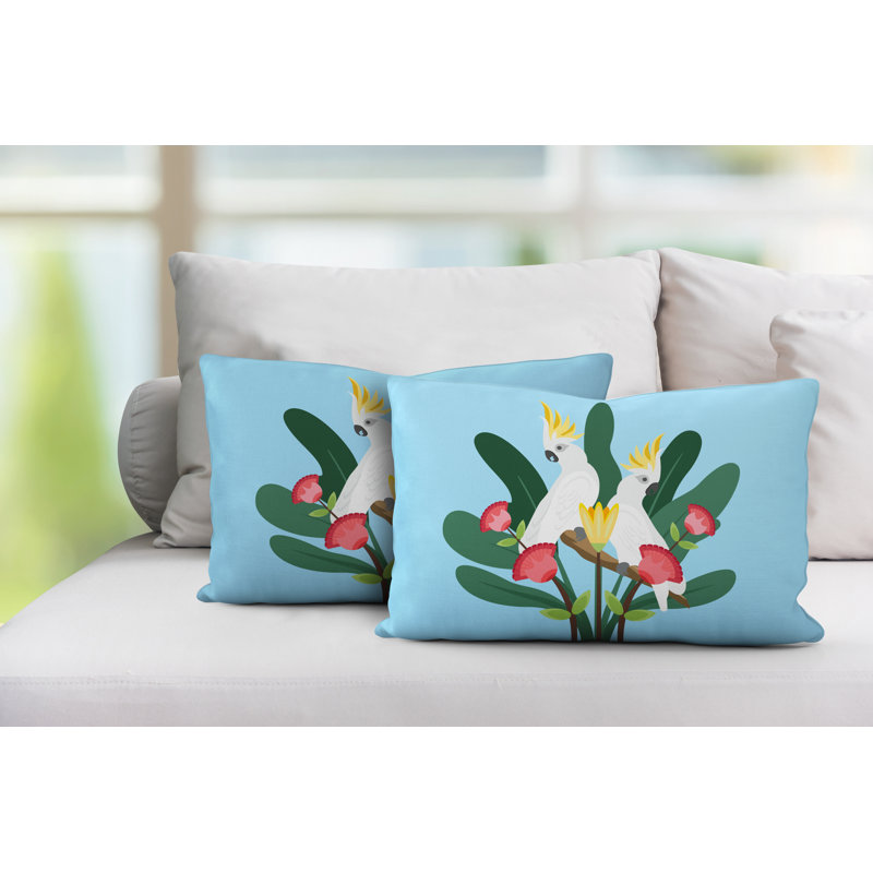 Coussin lombaire intérieur / extérieur Flocked Birds, Bleu