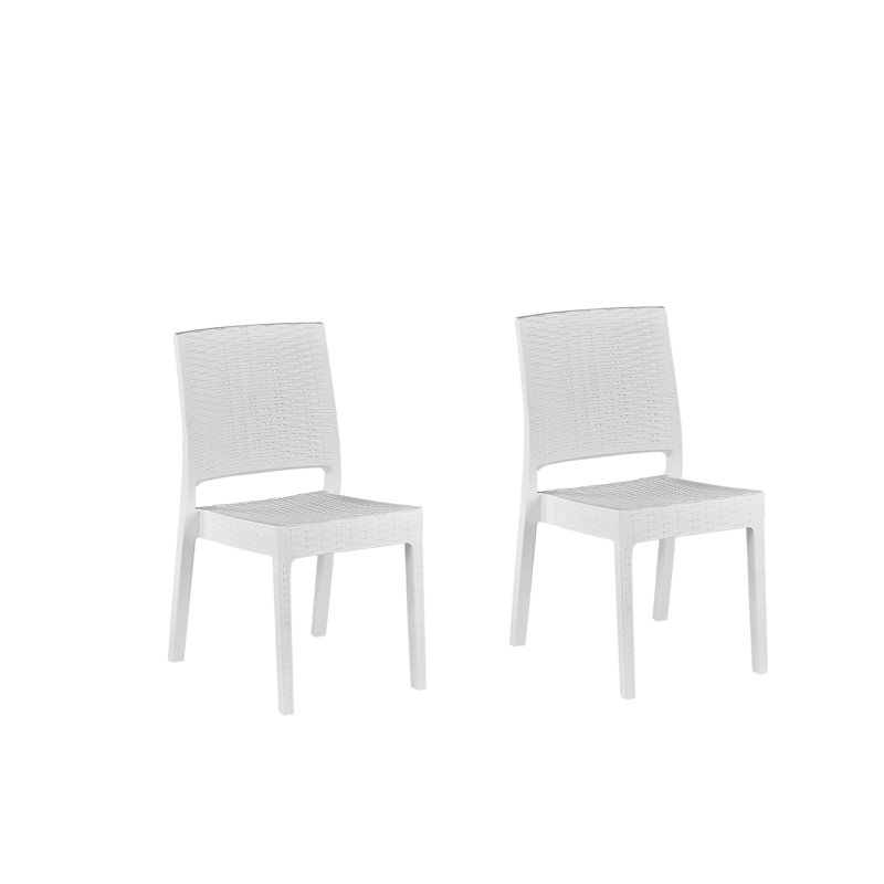 Stackable Outdoor Patio Dining Side Chair with Cushion, White