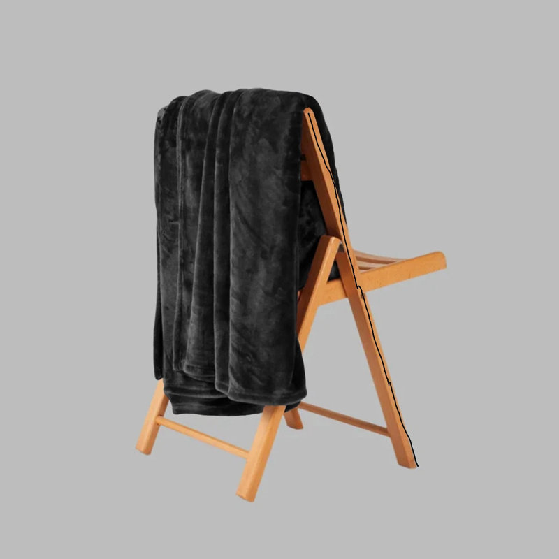 Plain Weave / Muslin Throw Blanket, 130cm W x 150cm L, Black