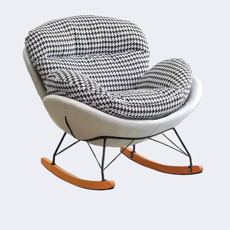 Chaise berçante simple en treillis simple, Blanc cassé