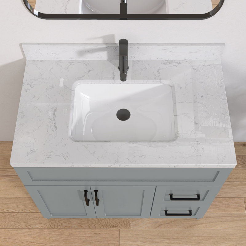 30 po X P 22 po Dessus de meuble-lavabo rectangulaire en pierre D