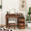 Meuble-lavabo 3 en 1 avec miroir rabattable, éclairage DEL, longueur réglable et grands tiroirs - Coiffeuse multifonctionnelle élégante pour la maison-445600620