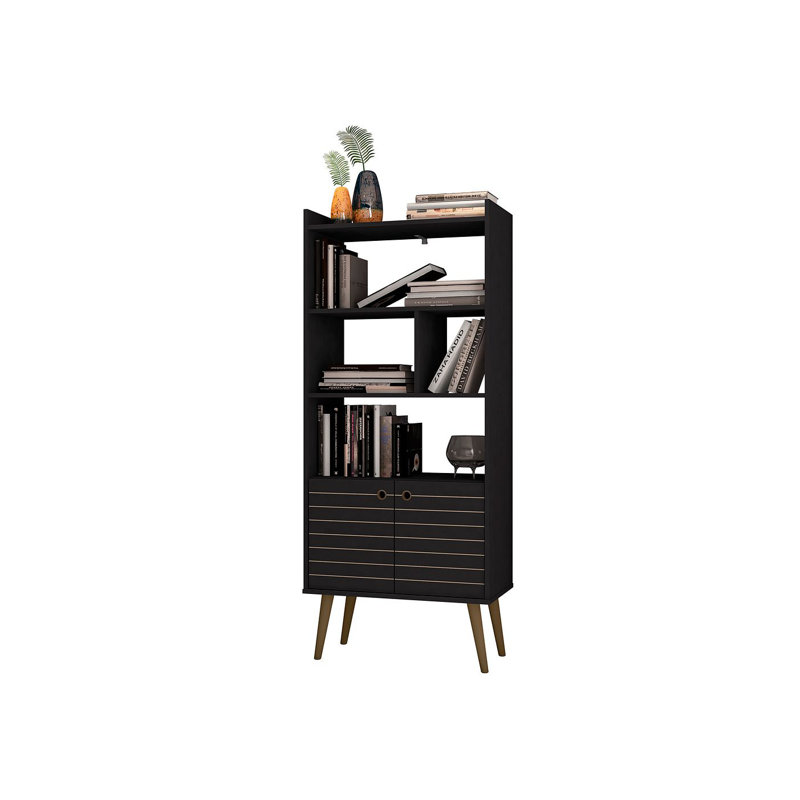 Helaina Geometric Storage Bookcase, Black