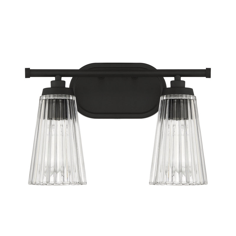 Jeanie 2 - Light Bathroom Vanity Light in Black, Black, 2 Lights, 10" H x 14" W x 14" D