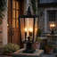 3-Light Black Outdoor Post Light with Clear Glass Panels