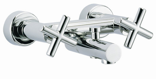 Garniture de bec de baignoire murale à double poignée avec inverseur Maxima, Chrome