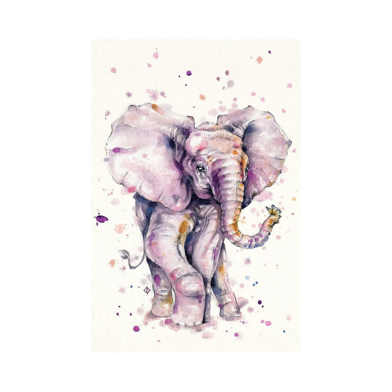 Elly Love (Baby Elephant) by Sillier Than Sally - Wrapped Canvas Painting, 30.48cm H x 20.32cm W x 1.905cm D