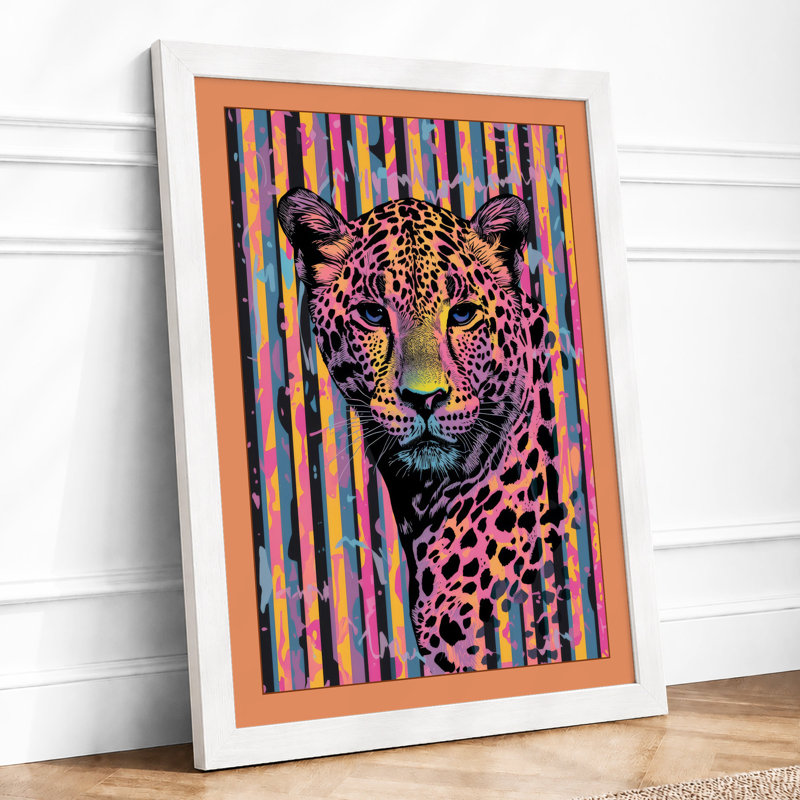 Leopard Pop Modern - Framed Print, A4 - 29.7 x 21.0 cm, White