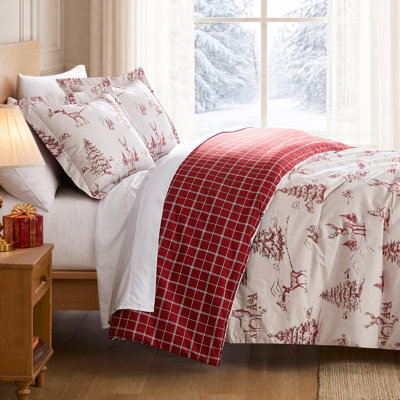 Southshore Fine Linens Winterwood Christmas King/California King 3-Piece Duvet Cover Set, Ultra Soft Microfiber, 1 Duvet Cover & 2 King Shams, Hidden Zipper & Corner Ties