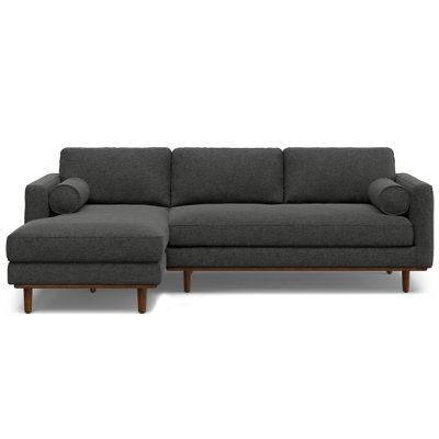 Morrison Large Left Sectional Sofa,Mid-Century Modern Couch with Chaise Lounge and Eco-Friendly Woven-Blend Fabric by Simpli Home