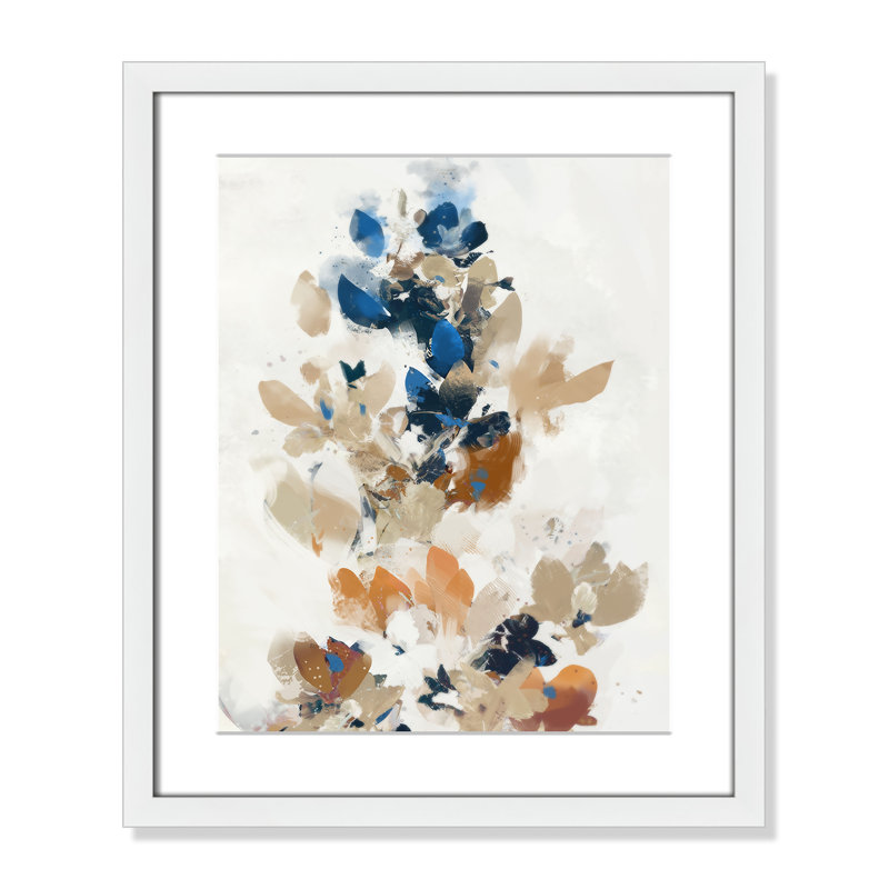 Vague de fleurs bleues II par Ken Roko, L 16 po x H 19 po, Imprimé mat, Blanc satiné