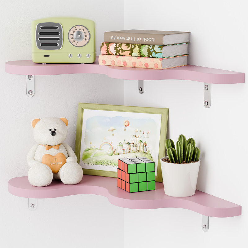 Cute Cloud Shelves, Wavy Floating Corner Shelf, Cloud Corner Wall Shelves With Brackets, Cute Wall Shelves For Nursery Decor, Corner Shelves For Bedroom,living Room,bathroom&home Decor,pink