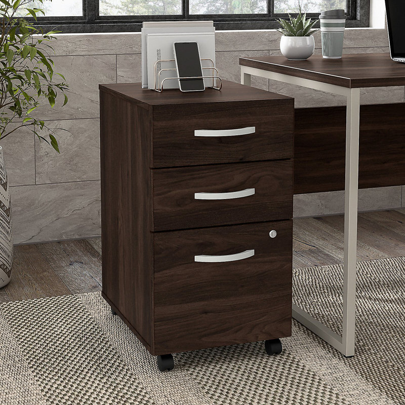 Katye 16'' Wide 3 -Drawer Mobile File Cabinet, Black Walnut
