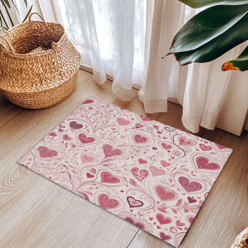 Tapis tressé Sweet Pink Love Bursts, Rectangulaire 3 pi x 5 pi