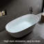 Baignoire autoportante en résine 69 po - ovale blanc mat avec trop-plein et bonde escamotable, conception à rebord épais, style industriel moderne, certifié Cupc-122635416