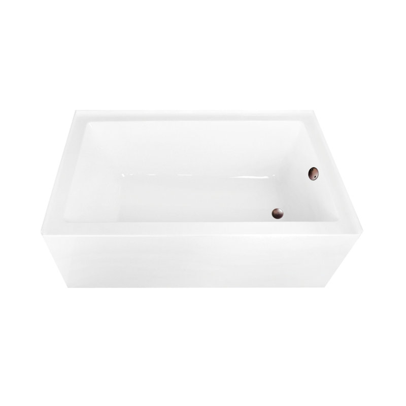 Kingston Brass Aqua Eden 60-Inch Acrylic Rectangular 3-Wall Alcove Tub, Right Hand Drain, Right Hand Drain, Oil Rubbed Bronze