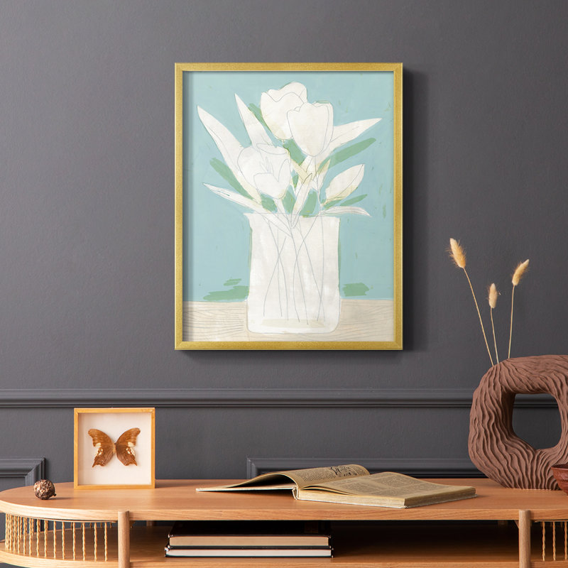 Reproduction encadrée «Mute Spring Arrangement II» - bois massif, Or, H 28 po x l 22 po