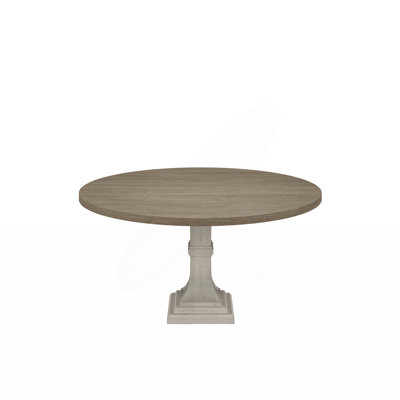 59"W Round White And Gray Dining Table