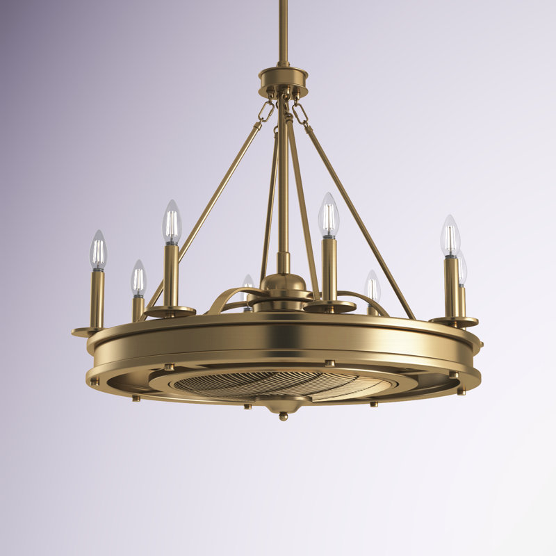 Taylorsville 30" 8-Light Fandelier with Remote Control, Warm Brass
