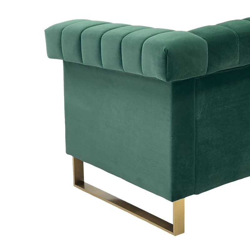 2PC-SOFA Emerald Green Velvet 2 Piece Sofa Set