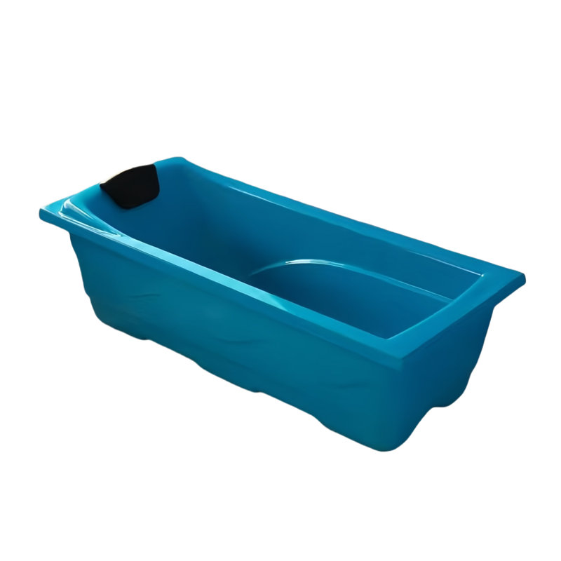 Simple Modern Acrylic Bathtub 66.93'' W 18.90'' H Tub & Shower Kit, Blue