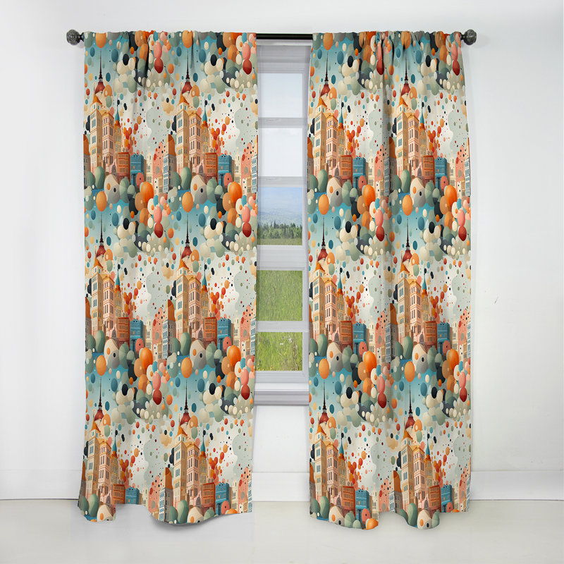 Motif de pois architecturaux Splendor III - rideau occultant abstrait - 1 panneau, L 52 po x L 95 po