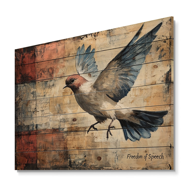 Représentation symbolique de la liberté d’expression. - Art mural en bois d'oiseau - Sur bois de pin naturel