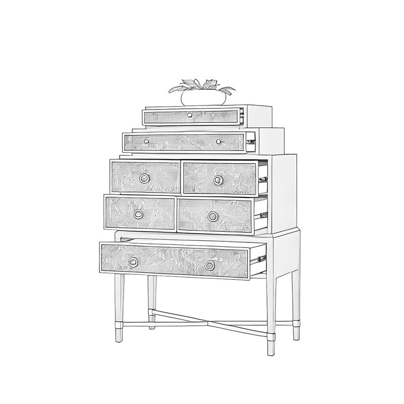 Armoire d'appoint légère et luxueuse à sept tiroirs, Vert