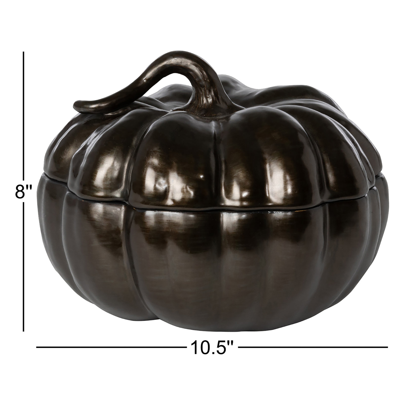 Park Hill Collection Pumpkin Ceramic Sculpture, 8" H x 10.5" W x 10.5" D, Brown