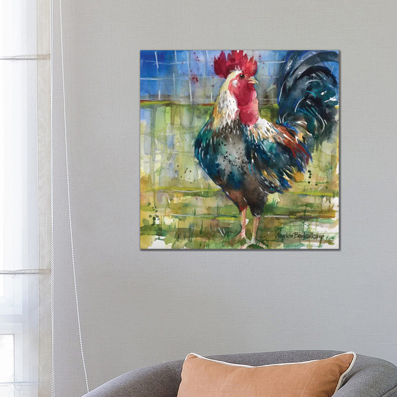 Fenced Fowl 1 Piece Wrapped Canvas Painting, 66.04 cm H x 66.04 cm W x 3.175 cm D