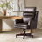 Heeg Traditional 42.5"H Genuine Leather Swivel Tilting Office Chair with Adjustable Headrest and Solid Wood Legs-1490711116