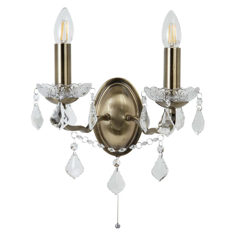 Battey Candle Wall Light, Antique Brass