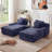Eliam 85" Oversized Compression Double Indoor Chaise Lounge Chair, 2 Pcs Modular Upholstered Sleeper Sofa Bed with 4 Pillows, No Assembly Flannel Daybed for Living Room and Media Room-118749124