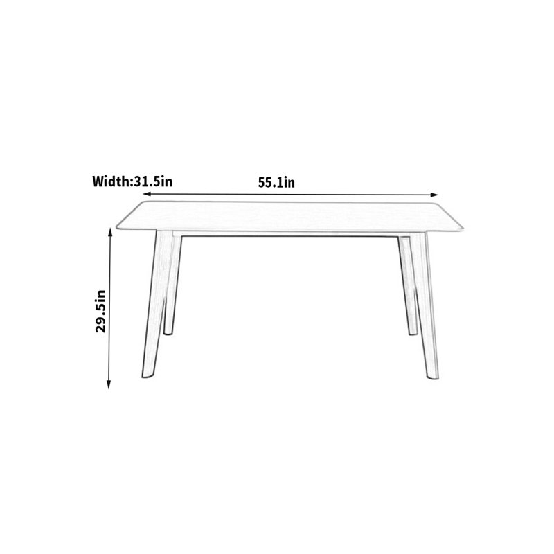 Muthiah Solid Wood Base Dining Table, 29.5"H x 55.1"L x 31.5"W