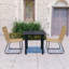 Outdoor Patio Dining Set - 3 Piece - Poly Rattan And Glass Construction - Modern And Elegant Design-405030817