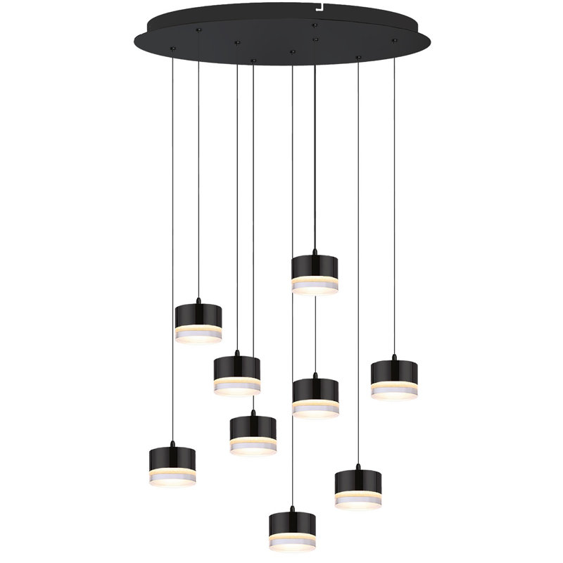 Luminaire suspendu tambour 9 lumières Barnsdall, Noir mat