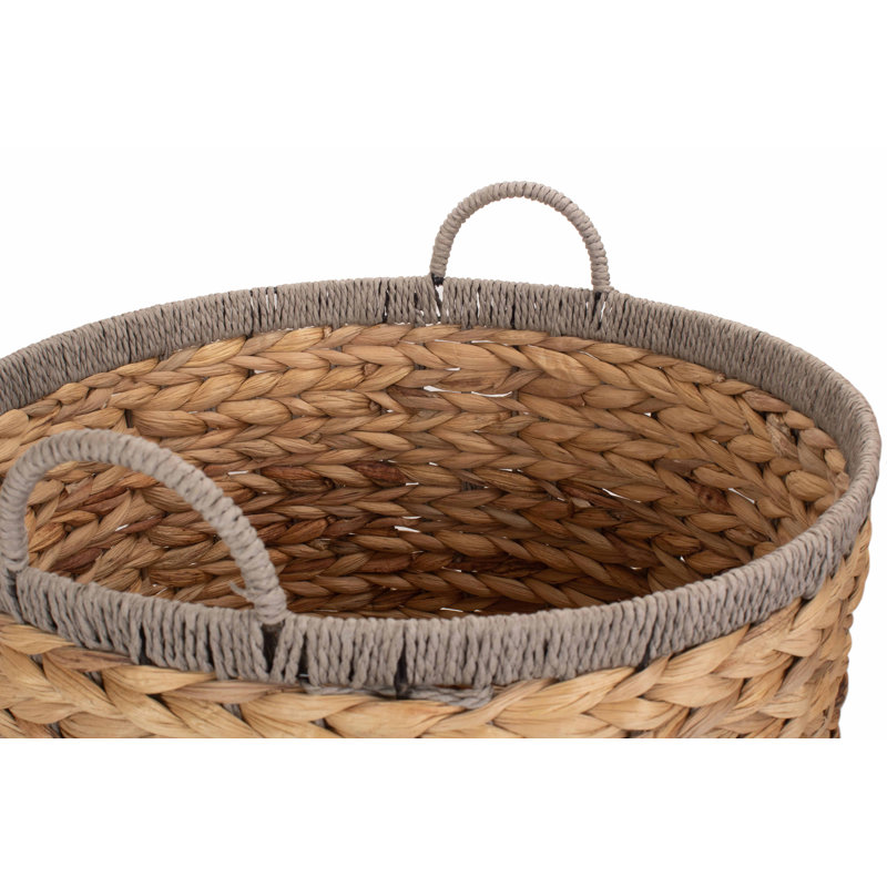 Wicker Round Rope Border Storage Basket, 42cm H x 45cm W x 45cm D