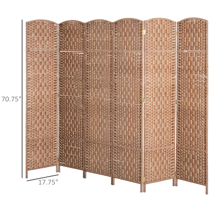 Paravent de 6 pi de hauteur - tressage naturel, 6 cloisons à la mode, rangement de rangement pratique, rangement élégant et orienté