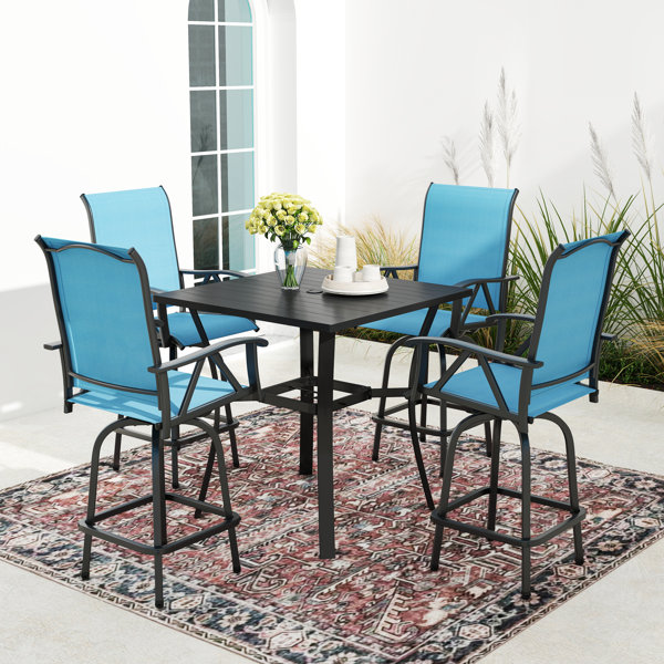 Bar Height Table And Chairs Outdoor PHI VILLA 7-Piece Outdoor