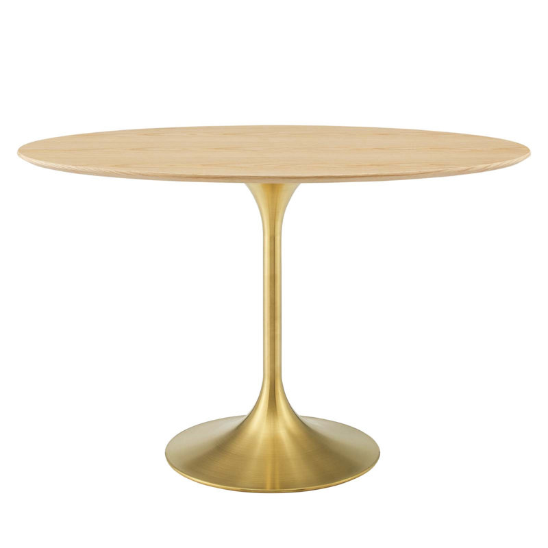 Lippa Dining Table by Modway, Natural, Gold, 48" L x 27.5" W
