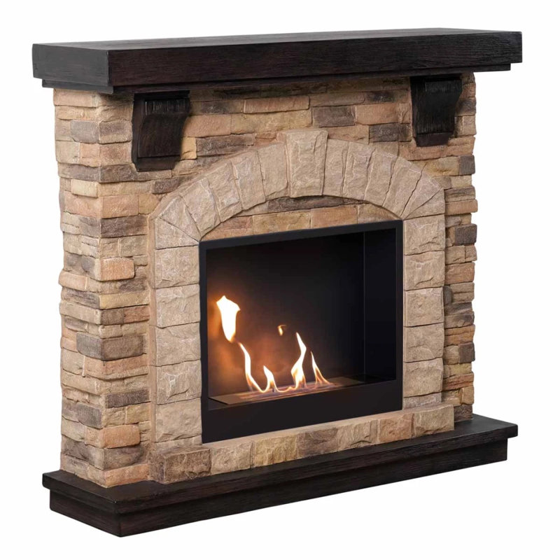 Lily Manor 120.3cm W Stone Effect Bio-Ethanol Fireplace