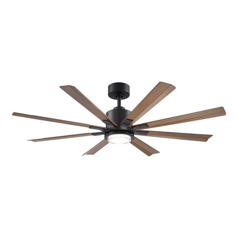 Size Matters 8-Blade Smart Ceiling Fan, Matte Black/Distressed Koa, 56", No