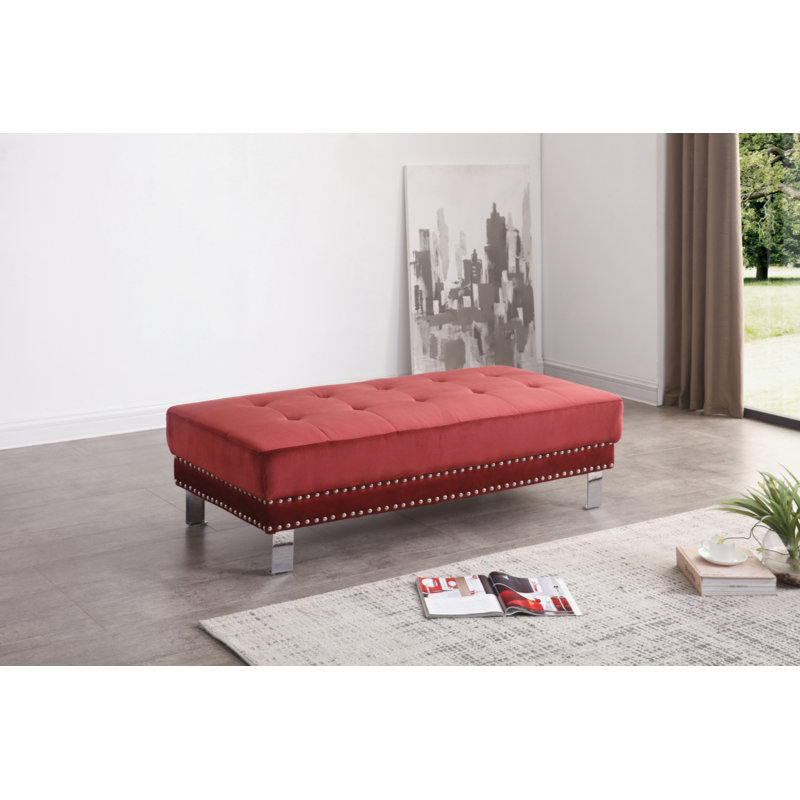 Repose-pieds élégant et contemporain, Velours cerise