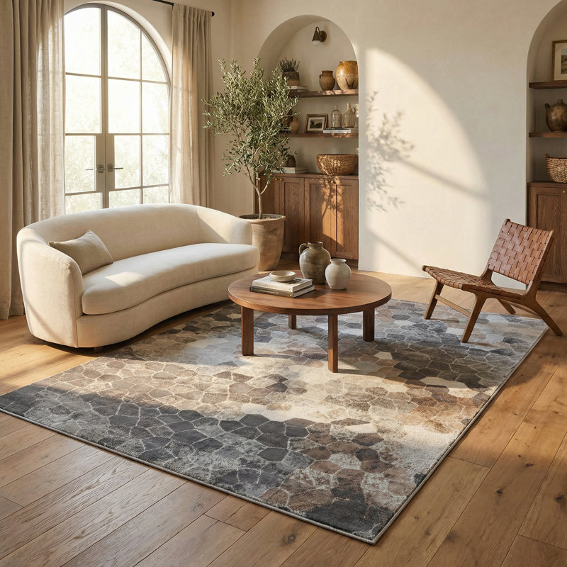 Tapis intérieur / extérieur en mosaïque gris / beige 8 pi x 11 pi (7 pi 9 po x 10 pi 8 po) de Joni