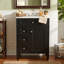 Meuble-lavabo autoportant en bois aggloméré 30 po avec lavabo en céramique blanc, armoire de salle de bain noire avec 2 tiroirs, tablettes de porte réglables et tiroir basculant-130996260-130996263