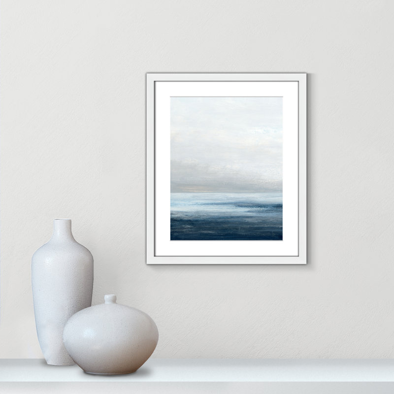 «Calm Ocean Under Cloudy Sky II» par Casa Fine Arts, Blanc satiné, L 16 po x H 19 po, Imprimé mat