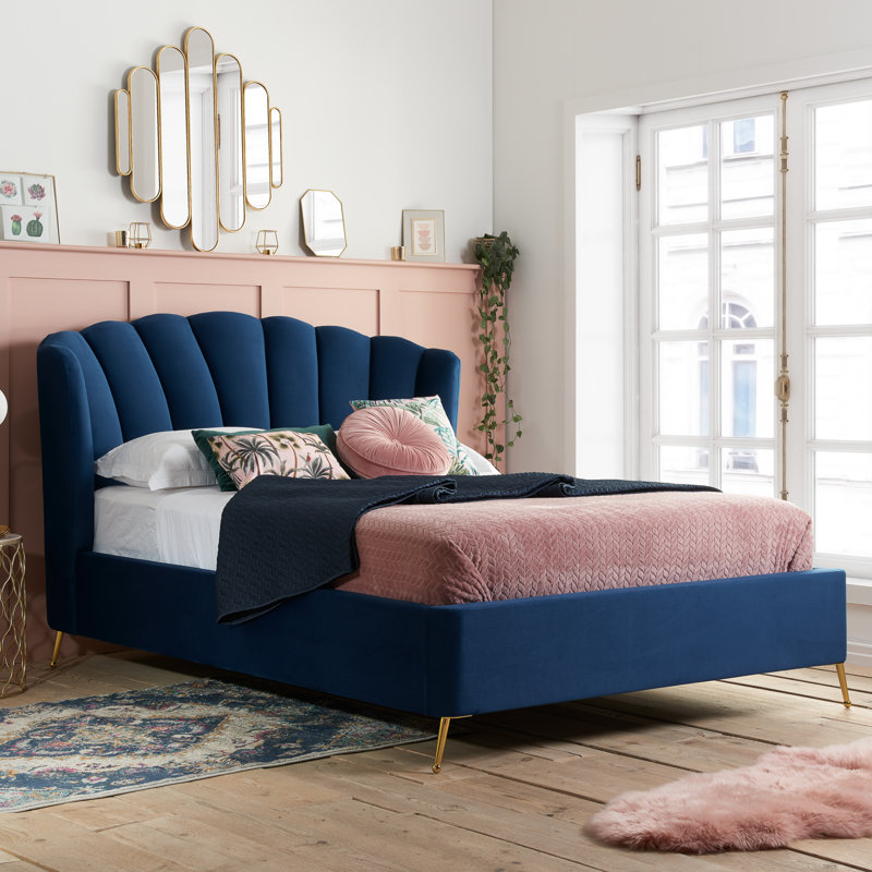 Andrue Upholstered Ottoman, Double (4'6), Blue