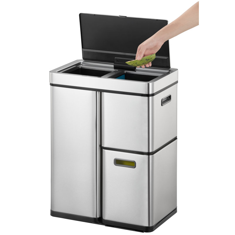 Stainless Steel 60 Litre Motion Sensor Recycling Bin