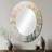 Minimalism Gold And Blue Trees Scene - Large Oval Wall Mirror On Metal-1396448090