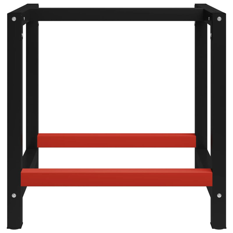 Work Bench Frame Metal Black and Red, 31.1" H x 31.5" W x 22.4" D